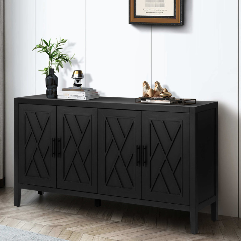 Buffet 60 pouces avec 4 portes et tablette ajustable pour le vestibule