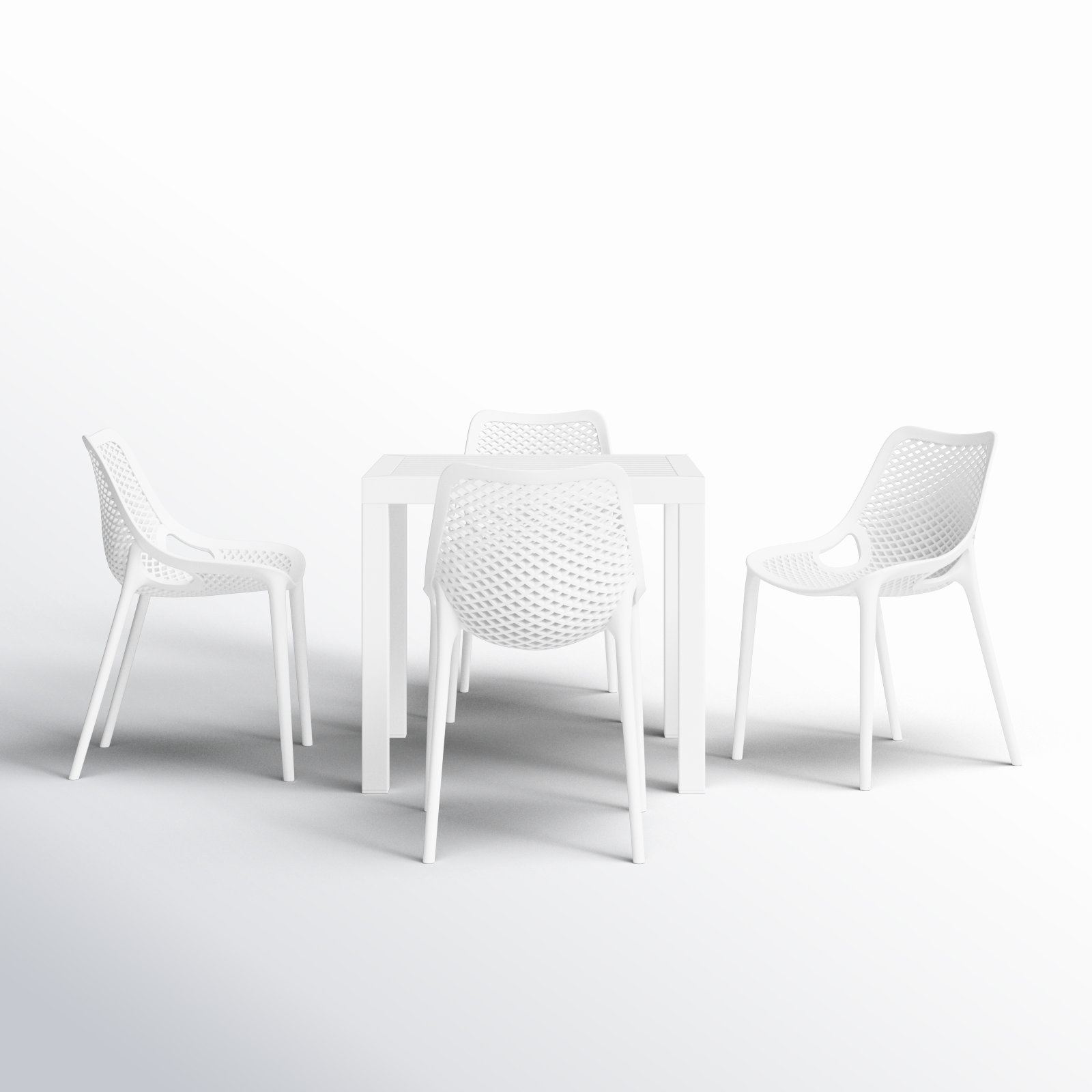 Asherton Square 4 - Person Dining Set, White