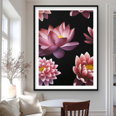 Lotus Flower Pattern - Botanical Bedroom Framed Print Decor