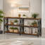 Console industrielle 70,9 "à 3 niveaux, canapé d'entrée en bois rustique et métal pour le salon