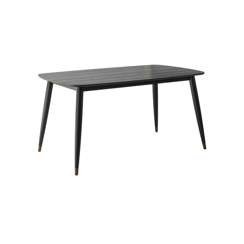 Table de salle à manger rectangulaire en bois massif de style traditionnel norvégien Norvia, plateau de 60 po de longueur, 4 à 6 places, finition noir ébène