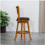 Chaise pivotante à haut dossier de 30 pouces de hauteur de bar, tons naturels, assise en tissu gris anthracite-1651033363
