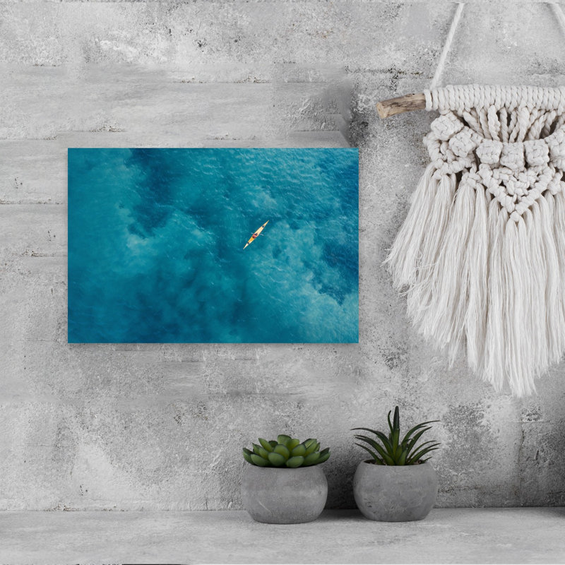 Kayaker Blue Ocean Calm Peaceful Serene Tranquil Nature Ocean Wall Art Print by Oskar Ulvur - Print, 30.48cm H x 45.72cm W