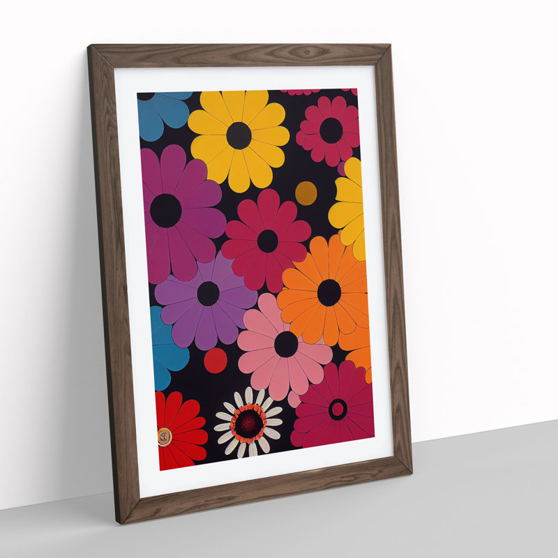 Retro Flowers No.6 - Framed Print, 34cm H x 25cm W x 2cm D, Brown Framed