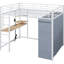 Lit mezzanine double avec bureau, tablettes, prise de courant, éclairage à DEL et tablettes pour garde-robe - Améliorez vos assemblages encastrés en métal, prises de courant, idées de rangement-493782748-493782738