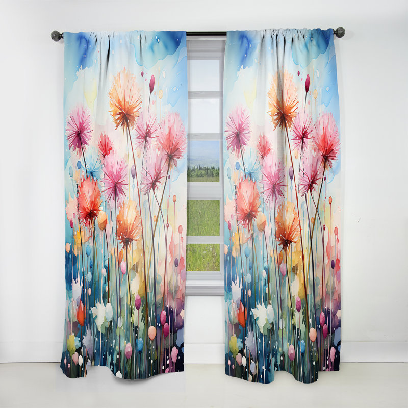 Gurias - Rideau obscurcissant floral pissenlit - 1 panneau, L 52 po x L 63 po