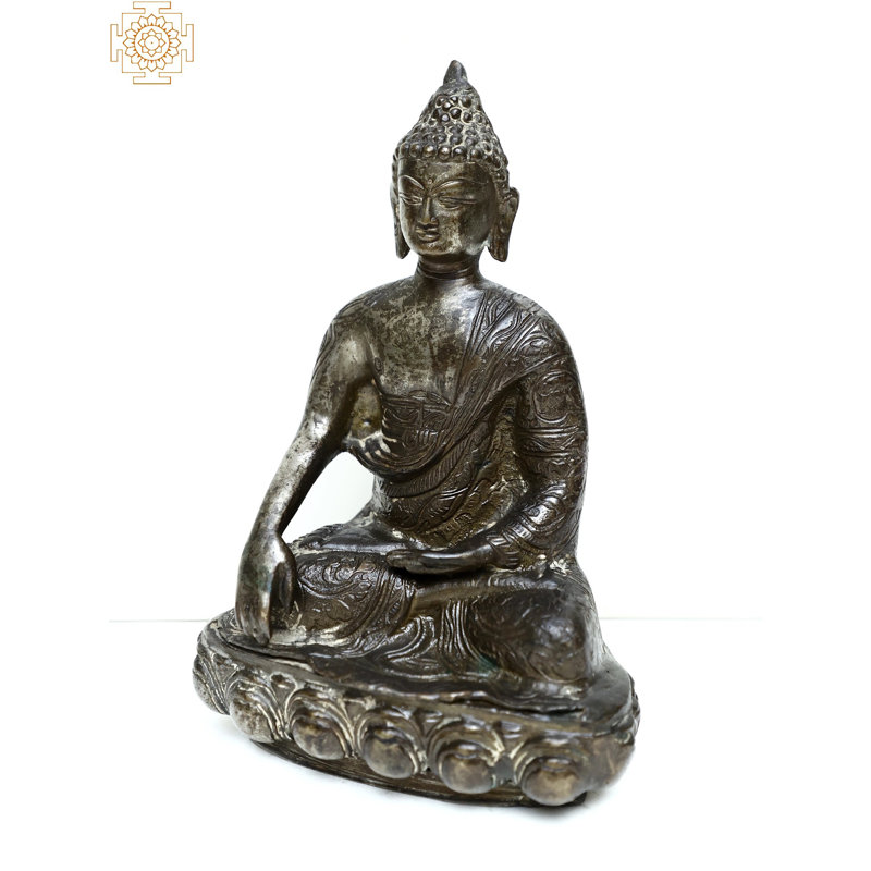 Laiton Bouddha Gautam dans Bhumisparsha Mudra