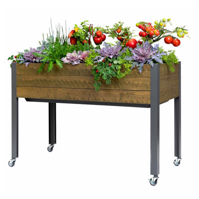 Self-Watering Wood Elevated Planter
