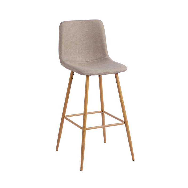 Upholstered Counter Stool with Metal Frame, Beige