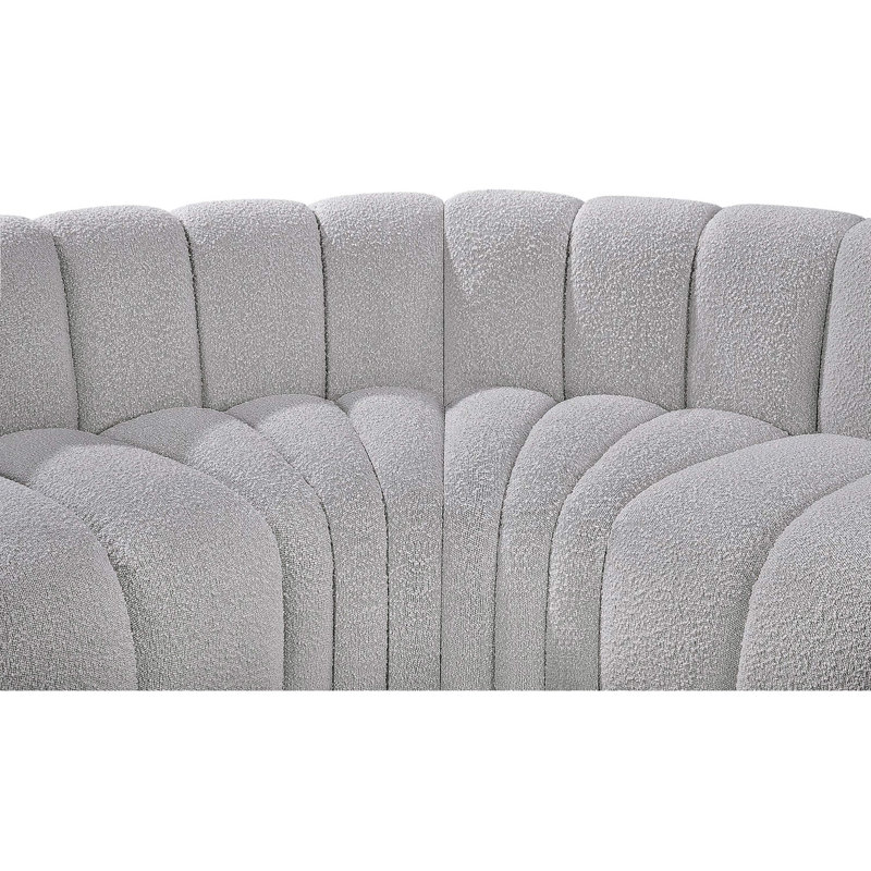 Canapé et méridienne rembourrés Hiten, Tissu gris bouclé