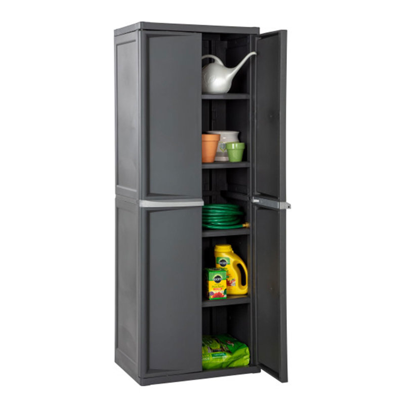 Armoire de rangement, organisateur de placard en plastique, 4 tablettes réglables, gris