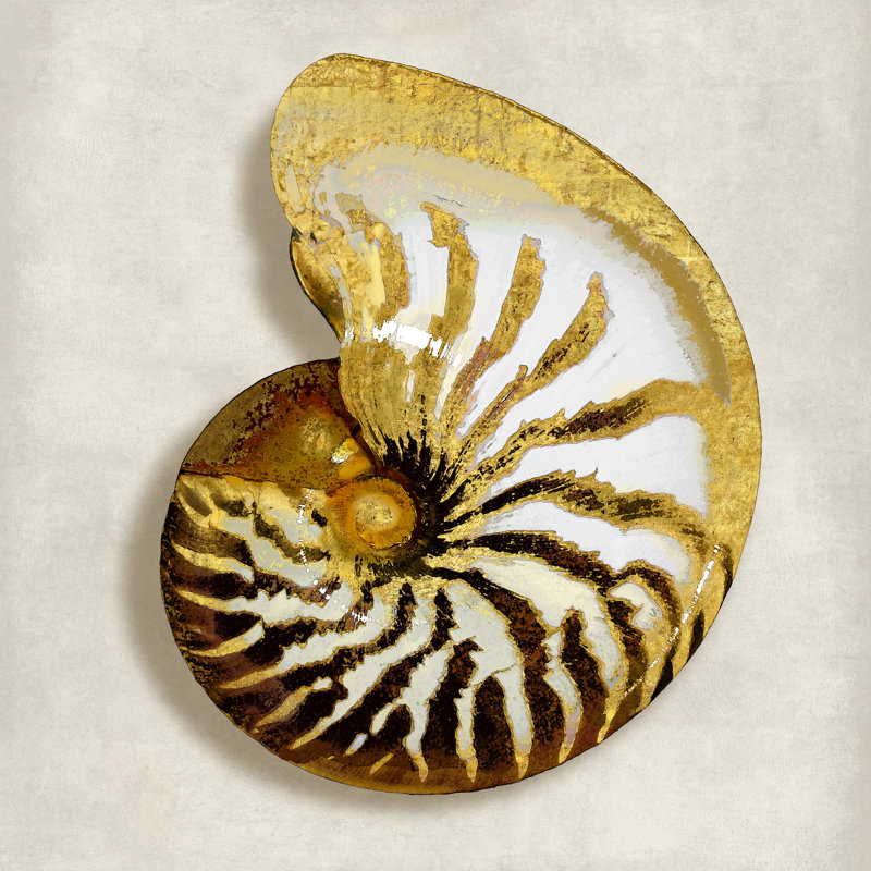 Golden Ocean Gems On Ivory II by Caroline Kelly - Wrapped Canvas Print, 30cm H x 30cm W