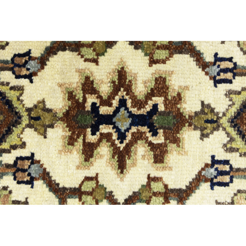 Cream Tribal 3x8 Indo Heriz Serapi Oriental Runner Rug