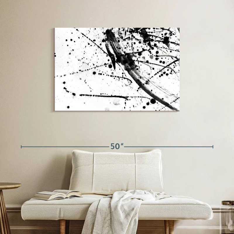 Avery abstrait noir et blanc, H 26 po x l 39 po
