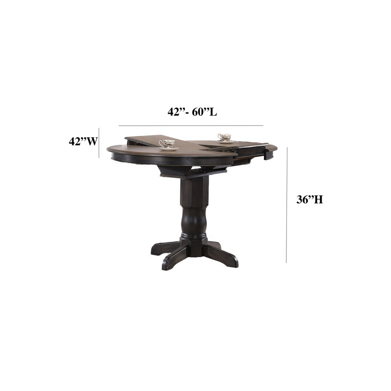  Table de salle à manger extensible à hauteur de comptoir en bois massif avec rallonge papillon de 18 po, gris, Noir