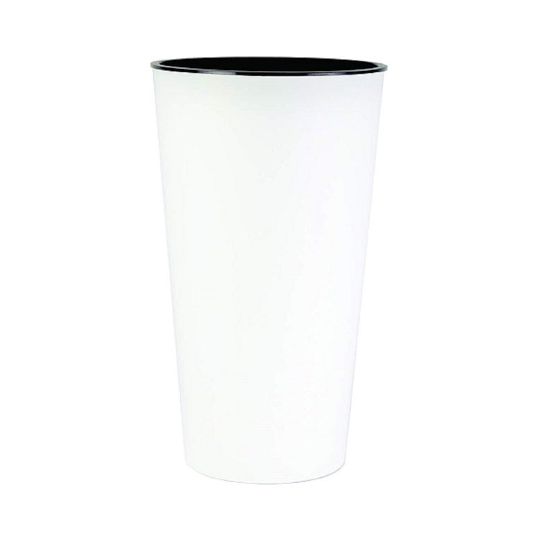 23" H Cascade Tall Round Plastic Planter, Glossy White