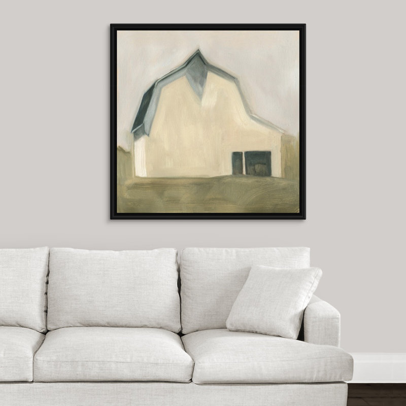 «Serene Barn IV», peinture sur toile, Cadre flottant noir, H 37,7 po x l 37,7 po x P 1,75 po