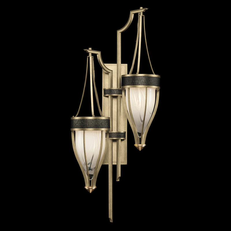 Applique murale H 41,5 po Mirage, Laiton / feuille d'or doux, Chevalier noir
