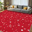 Tapis d'intérieur blanc lavable à la machine, motif flocons de neige rouges de Noël.-928724281