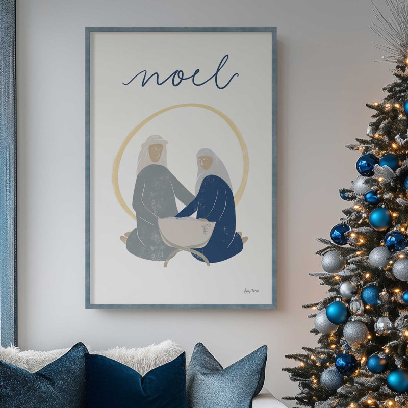 Crèche de Noël minimaliste I print in a, Cadre en chrome poli, H 17,25 po x l 13,25 po x P 1,25 po