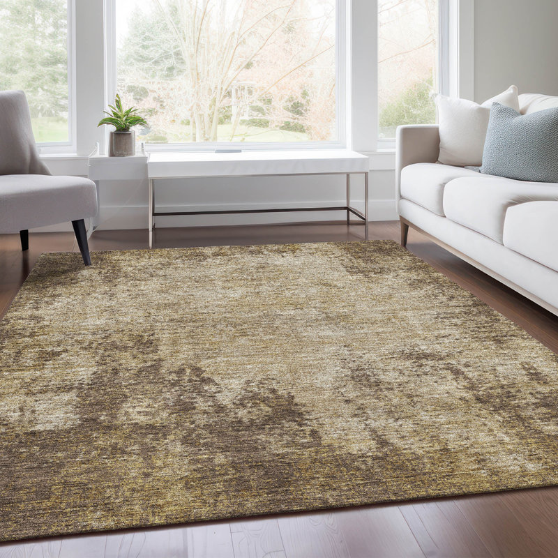 Premium Machine Washable Prisco Brown Rug, Rectangle 3' x 5'