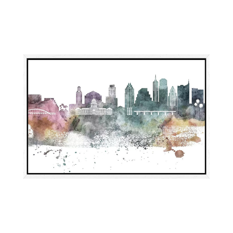 Austin Pastel Skylines - Print on Canvas, White Framed, 66.04 cm H x 45.72 cm W