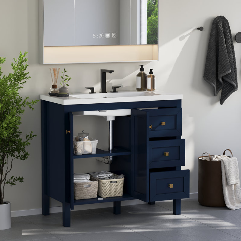 Balconera 36'' Single Bathroom Vanity With Sink Set, Blue