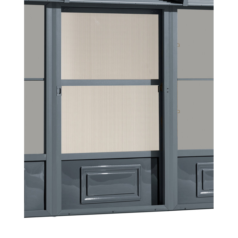Gray Aluminum and Steel Outdoor Solarium with Sliding Doors