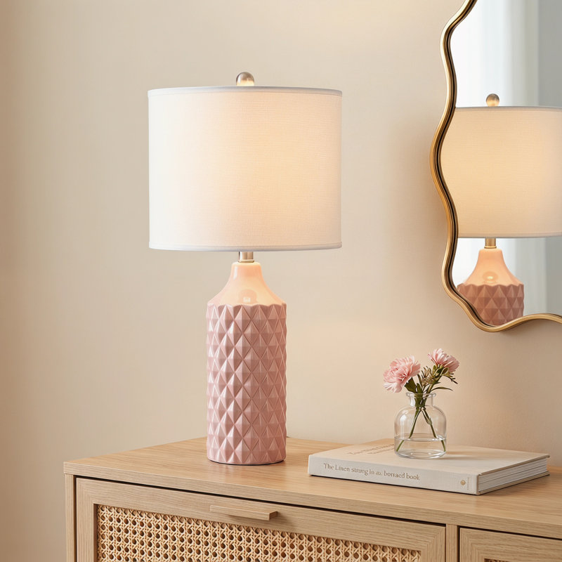 Creight Ceramic Table Lamp, Pink