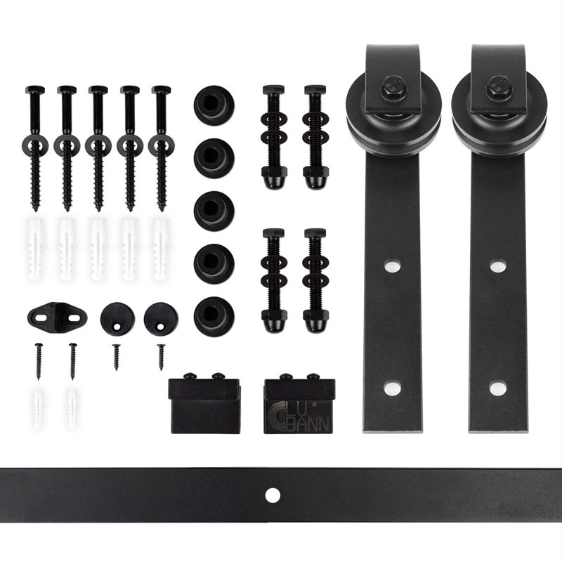 Classic J-Style Sliding Wood Track Kit Barn Door Hardware