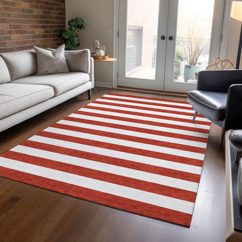 Washable Striped Indoor / Outdoor Rug, Rectangle 5' x 7'6"