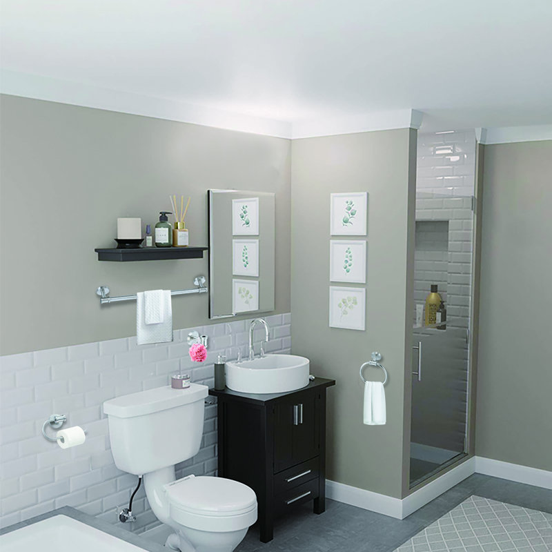 4-Piece Bath Hardware Set with Towel Bar,Towel Ring,Toilet Paper Holder and Robe Hook, Brushed Nickel