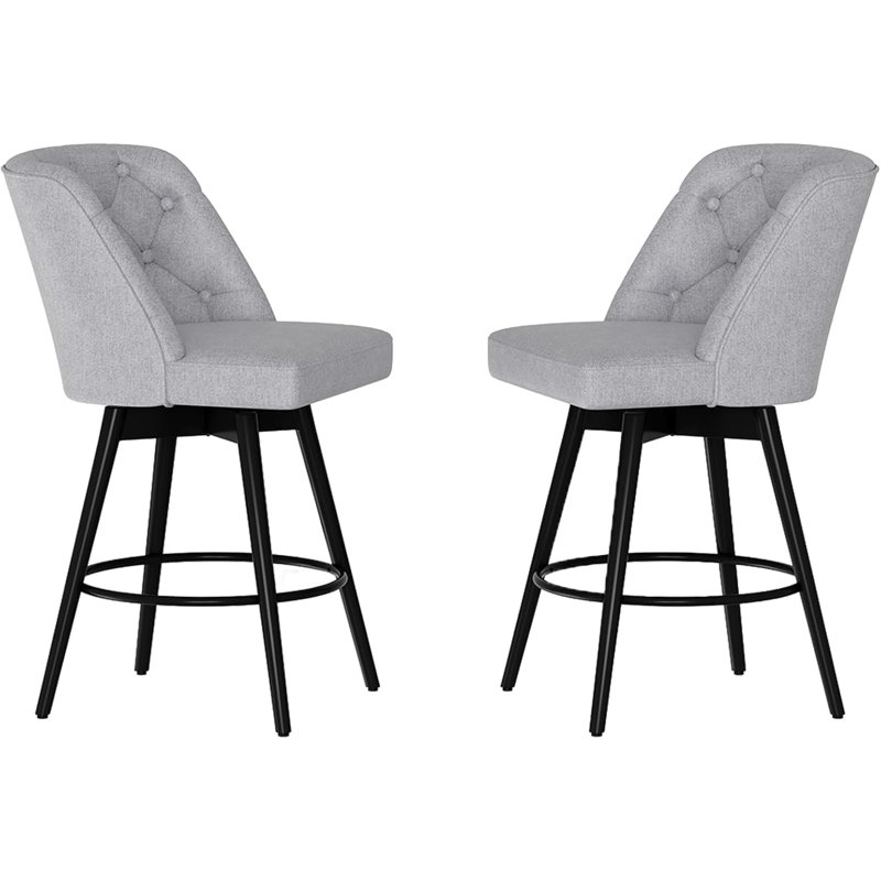 Ensemble de 4 tabourets de bar pivotants à 360 ° pour îlot de cuisine et bar, Light Grey, 4