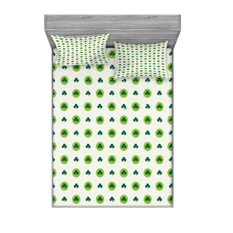 Microfiber Polka Dots Sheet Set, Full/Double Sheet Set with Fitted Sheet, Vintage Cheerful Desing Polka Dots