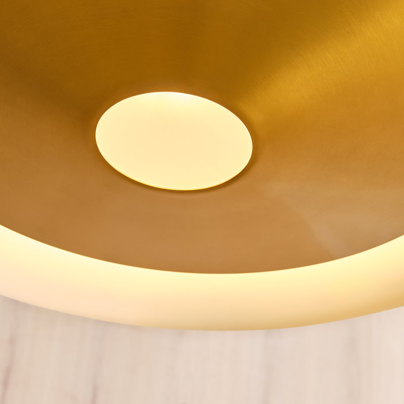 Kelly Wearstler Echo 1 Light Dining Room Pendant With Sandblast Inside Clear Outside Shade, Burnished Brass