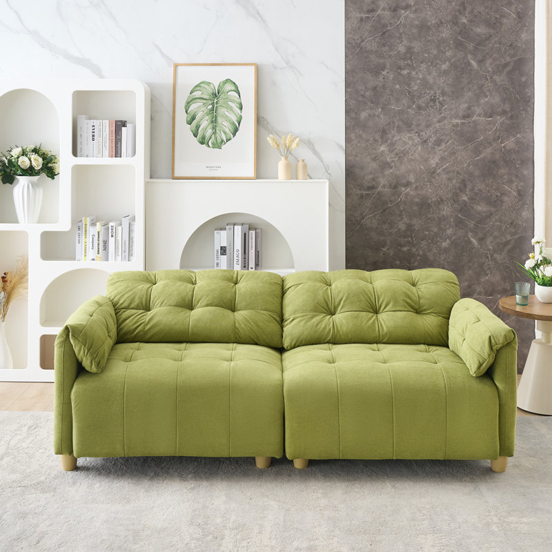 Canapé de style crème contemporain à deux places en tissu nuage rétro de style crème, Vert