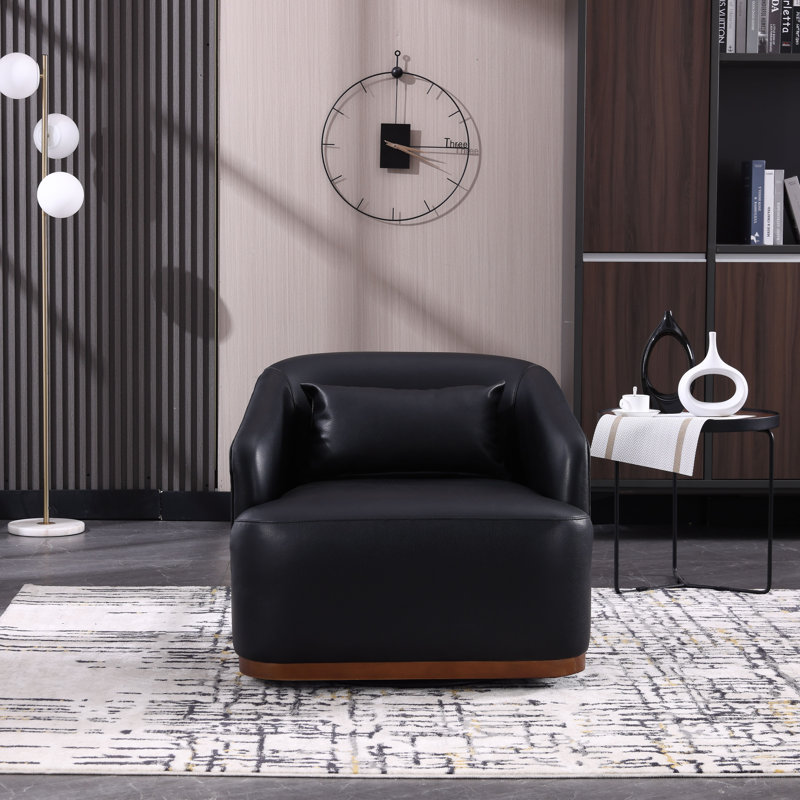 Fauteuil d'appoint pivotant rembourré, Similicuir noir