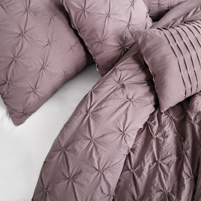 Ravello Microfiber Comforter Set, King Comforter + 2 King Shams + 2 Throw Pillows, Woodrose