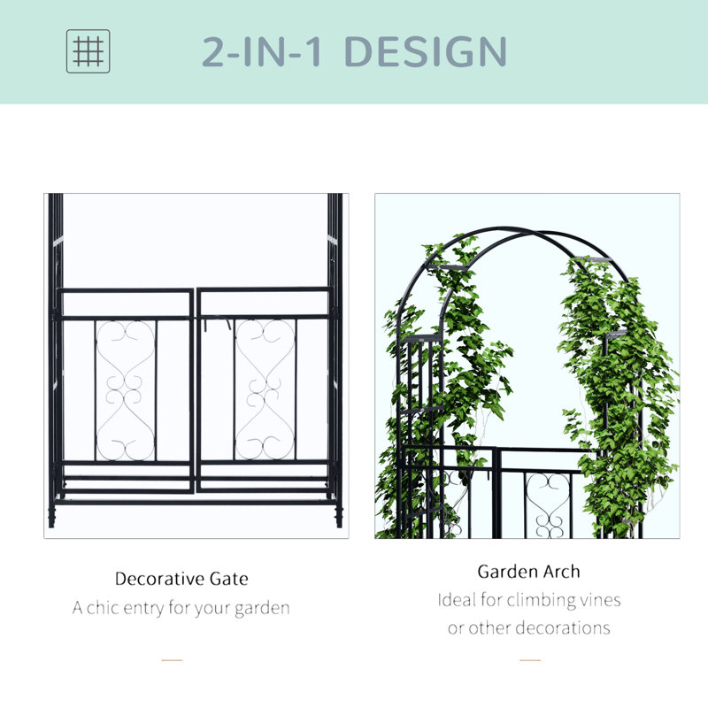 Kaymi 80.88'' H x 44.88'' W Metal Arched Trellis