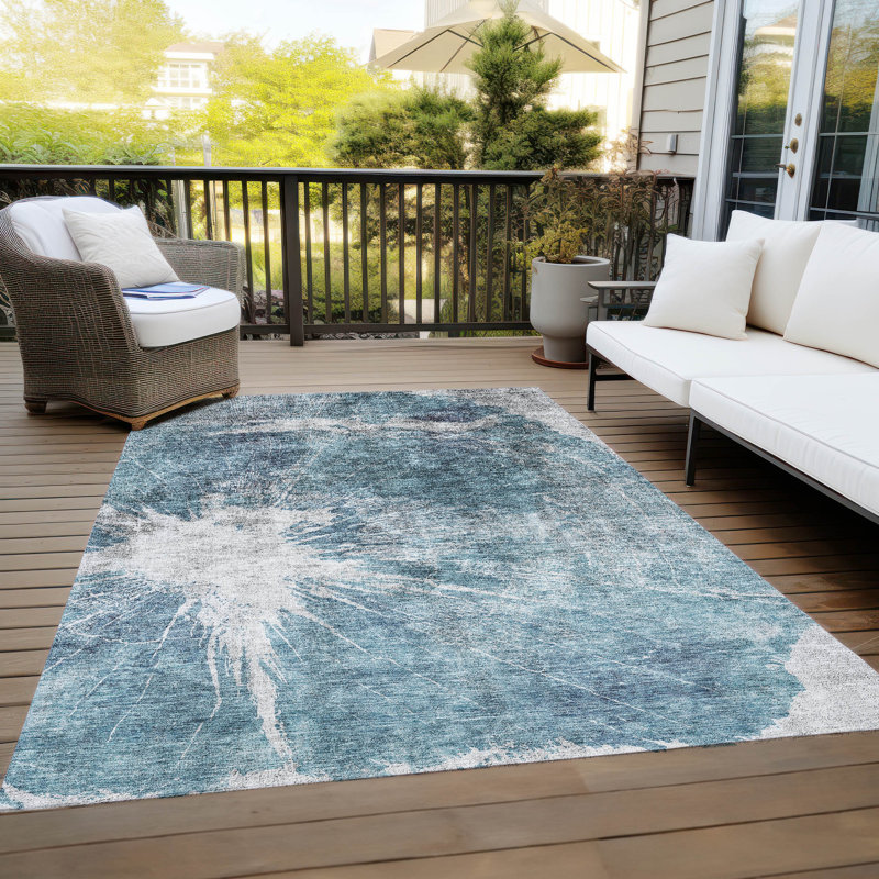 Raishma Washable Abstract Indoor / Outdoor Rug, Rectangle 10' x 14'