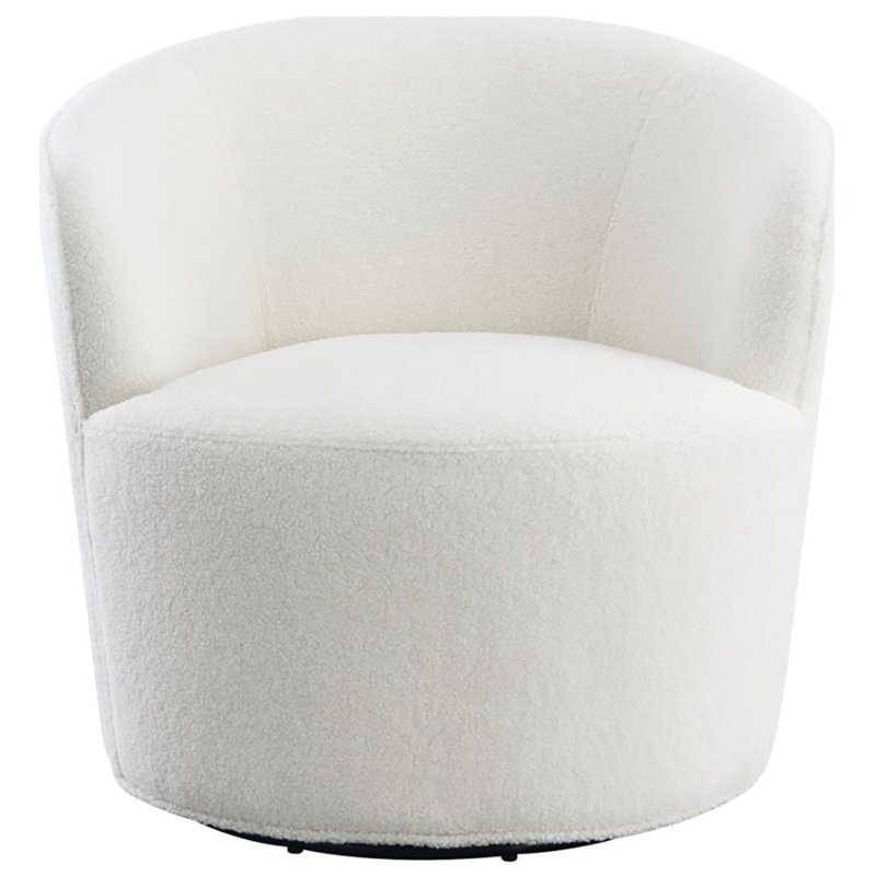 Ashwani Velvet Swivel Barrel Chair, White Velvet