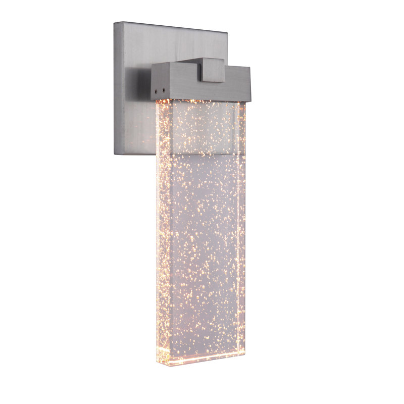 15" Satin Aluminum LED Wall Sconce with Clear Crystal Shade