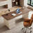 70.87"Beige Rectangular Solid + Manufactured Wood Desk,3-drawer-1762031009