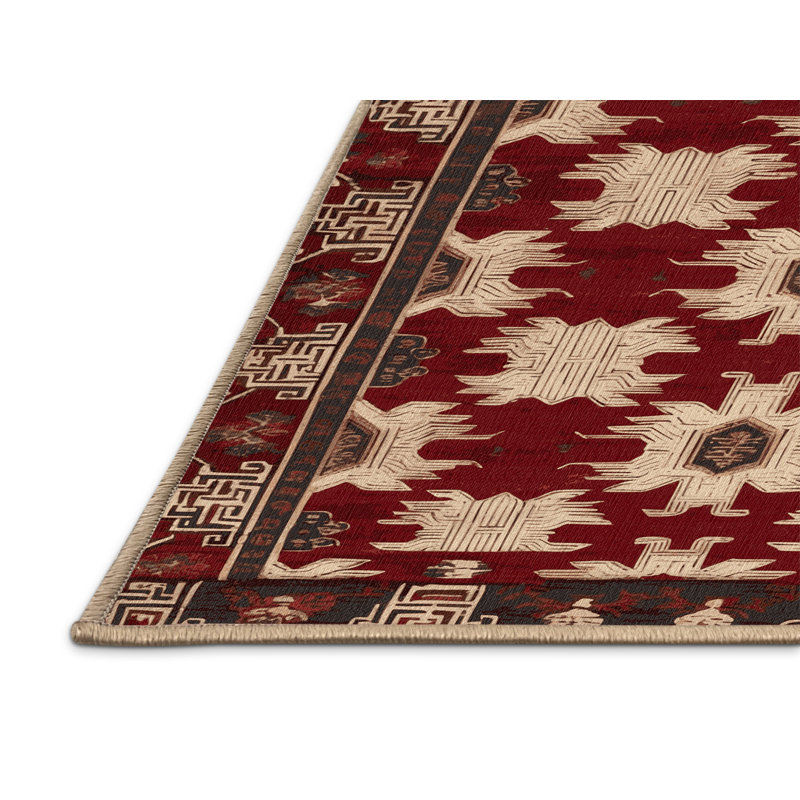 Tapis art déco brun lavable à la machine, Rectangle de 5 pi x 8 pi