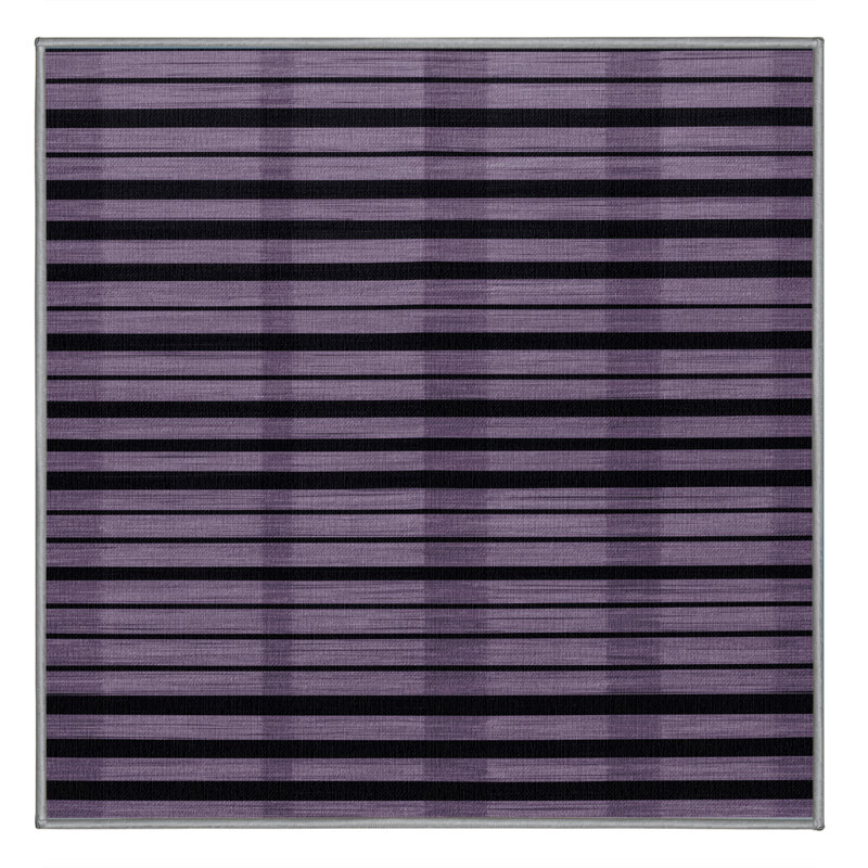 Tapis mauve à rayures horizontales lavable à la machine, Carré 3 pi