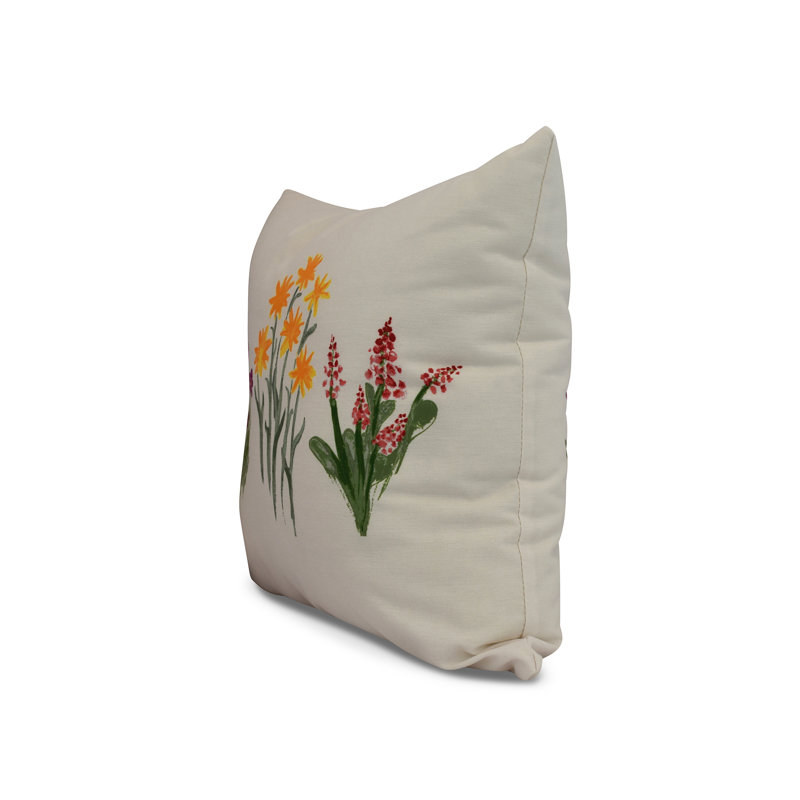 Farmers Market Floral Outdoor Reversible Throw Pillow, Purple/Yellow, 18" x 18"