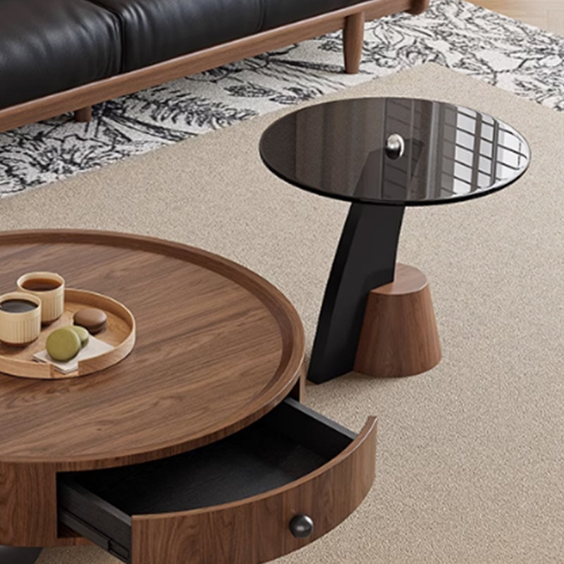 Retro Contrasting Colour Design Coffee Table, 13.38" H x 35.43" L x 35.43" W 