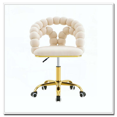Chaise de bureau pivotante moderne en velours avec dossier à bulles, chaise de bureau roulante pour bureau à domicile