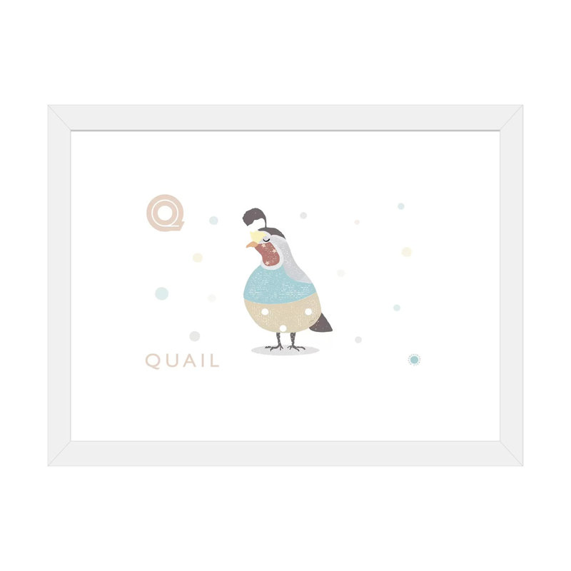 Caille - impression d'art graphique, Papier encadré blanc, H 16 po x l 24 po x P 1 po, Blanc
