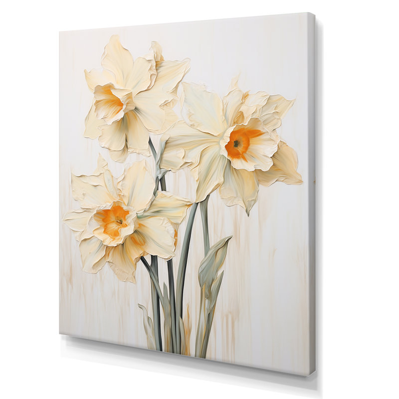 Minimalisme - jonquilles beige - jonquilles, H 32 po x l 24 po x P 1 po, Toile tendue